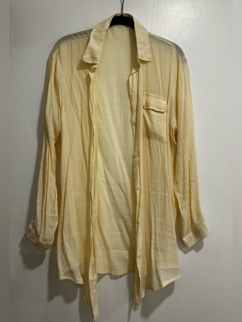 Light Yellow Sheer Linen Blouse